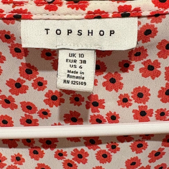 Topshop Red and White Floral Wrap Mini Dress - Picture 4 of 4